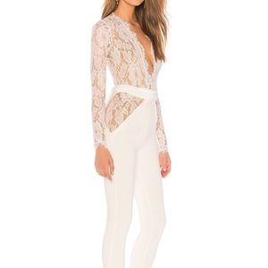 Michael Costello Julian Jumpsuit in ivory - size small. Brand new with tags